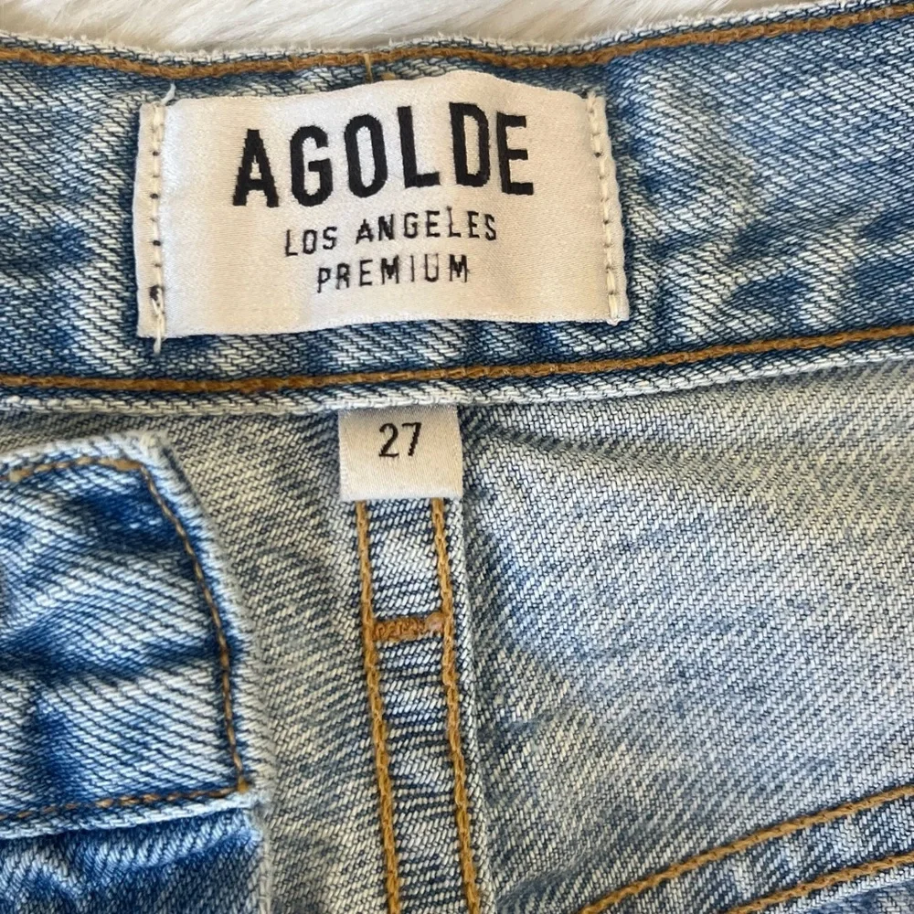 Agolde Riley High Rise Straight Crop jeans light blue distressed size 27 - Picture 5 of 12